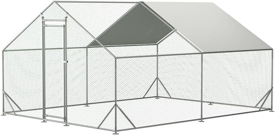 Large Metal Chicken Coop with Waterproof Cover (10' L x 13 W x 6.56' H) G704