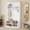 White 47.2'' Wide Hall Tree Bench with Hooks J328198