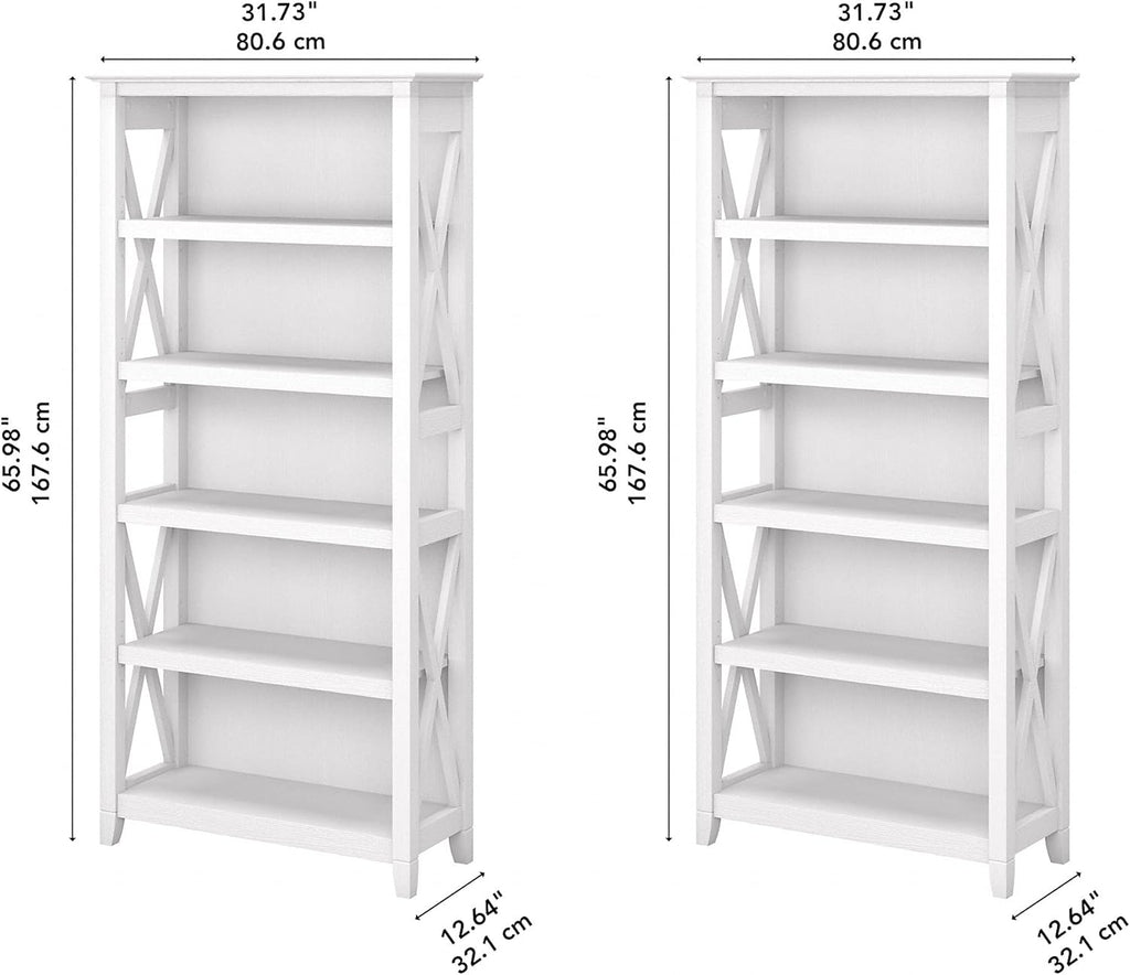 Pure White Oak 5 Shelf Bookcase Set Z29841