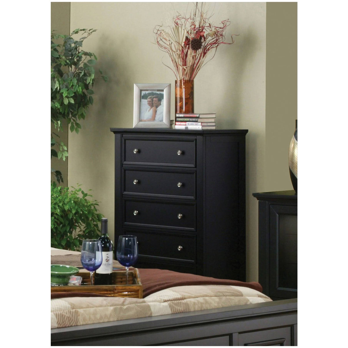 Black 5 Drawer Chest U7786