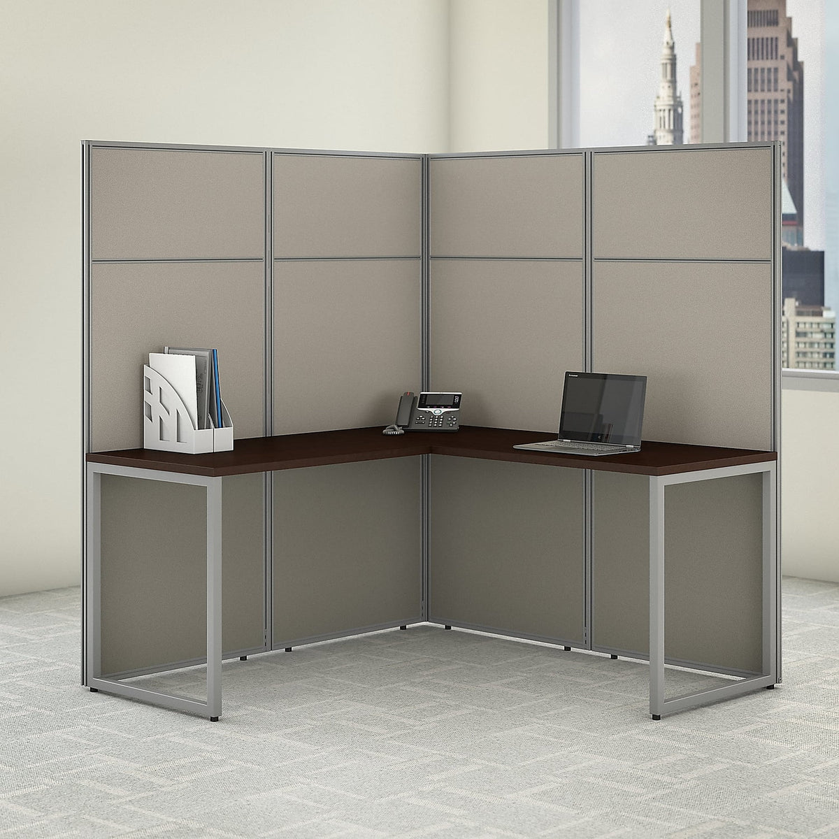 L Shaped Cubicle Desk with Panels I723