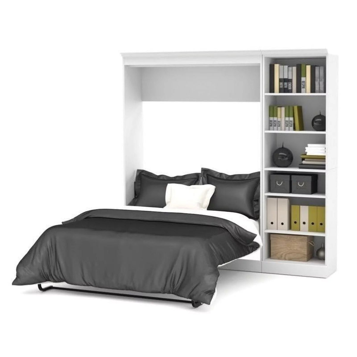 84'' Full Wall Bed with Storage Unit White O2093