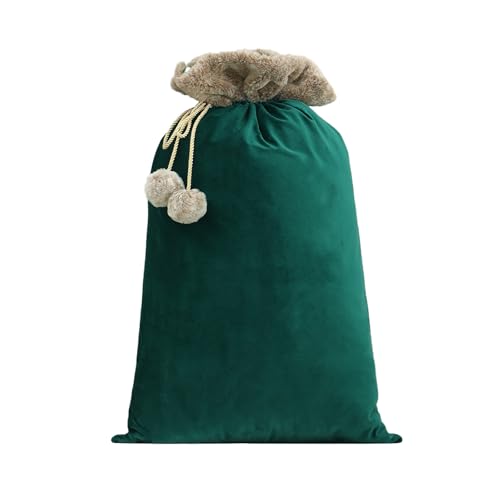 Reusable Drawstring Plush Christmas Gift Bag K621336