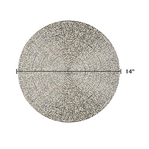 14" Gold Beaded Round Fabric Placemat Z249