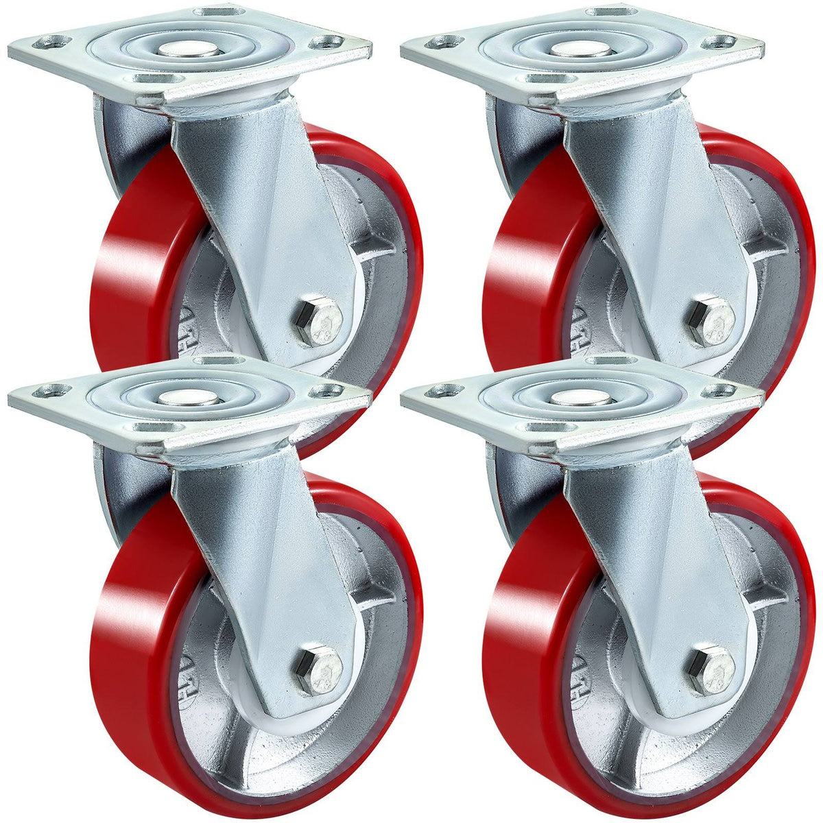 4 Pack 6x22 PU Casters 360 Degrees Swivel Safety 2 Width N146