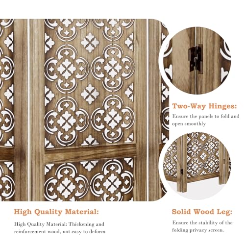 Grey 6 Panel Room Divider with Hand Carved Folding Privacy Screen N629