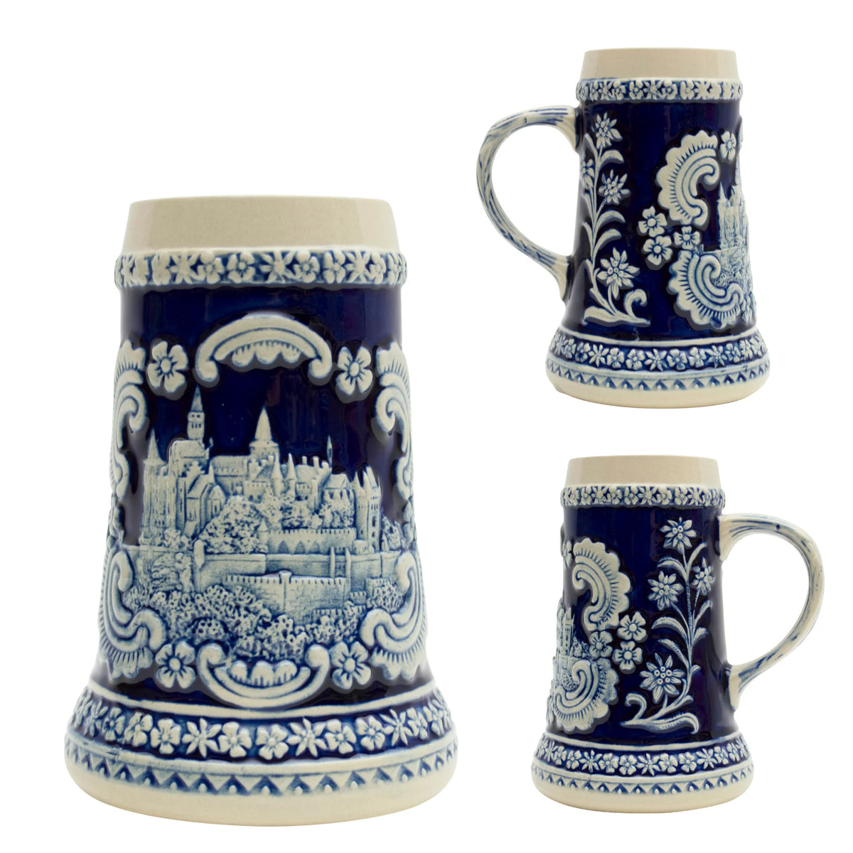 German Castle Engraved Ceramic Beer Stein 0.6 Liter X639
