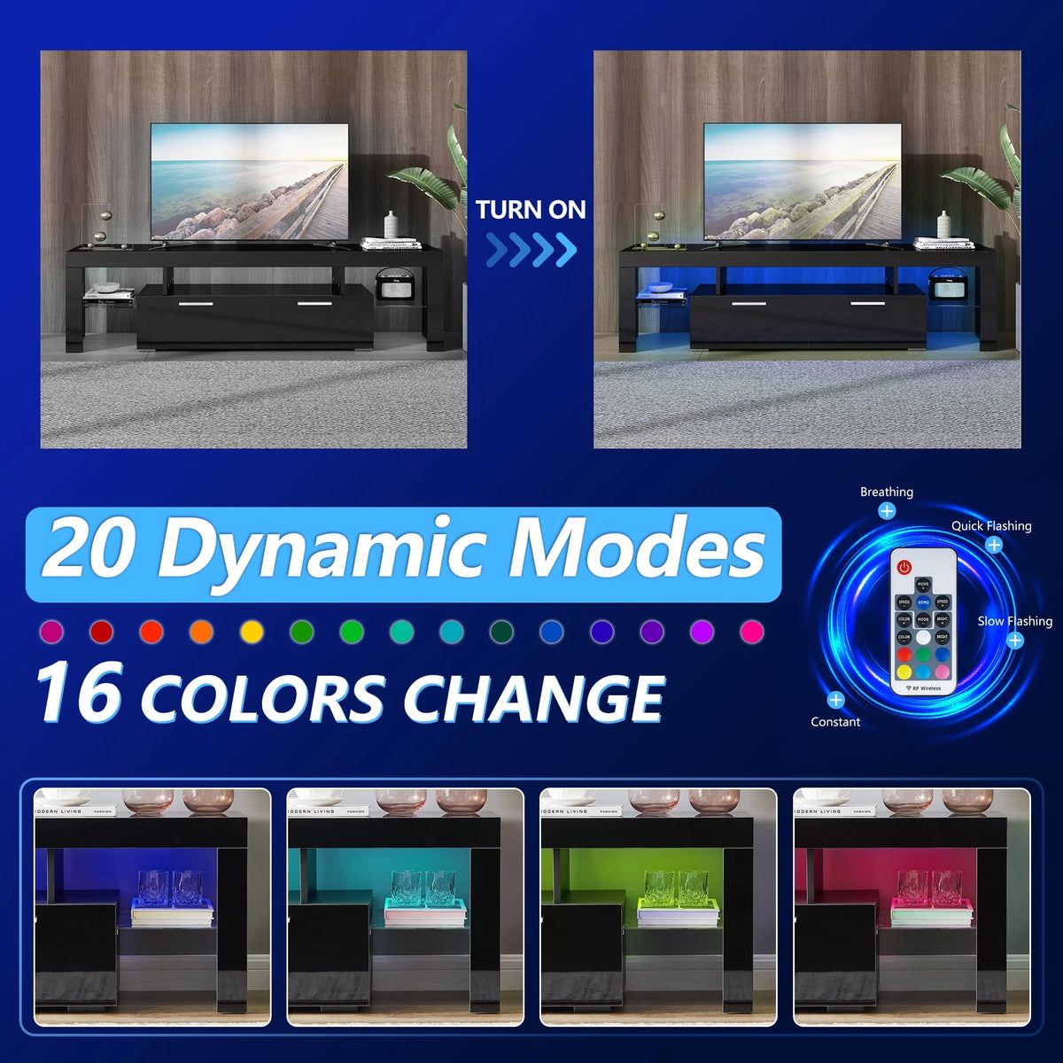 White High Gloss TV Stand with Storage Shelves X9335