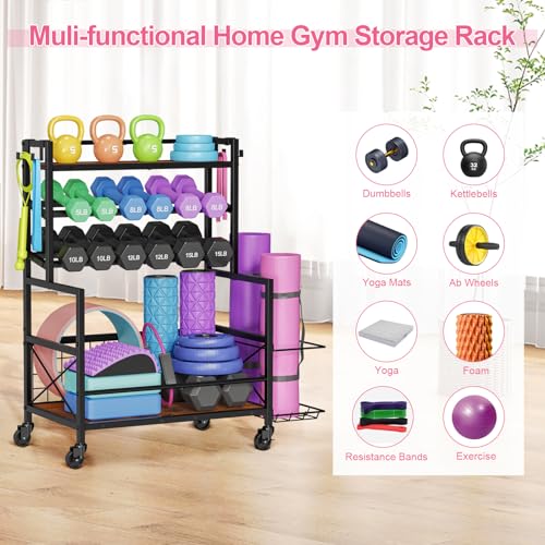 Adjustable Dumbbell Rack with Wheels and Hooks B592