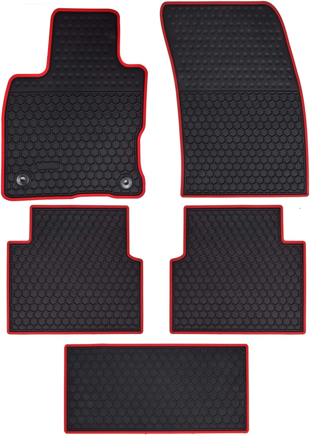Black Heavy Duty Rubber Car Floor Mats Front and Rear Row Set P65325