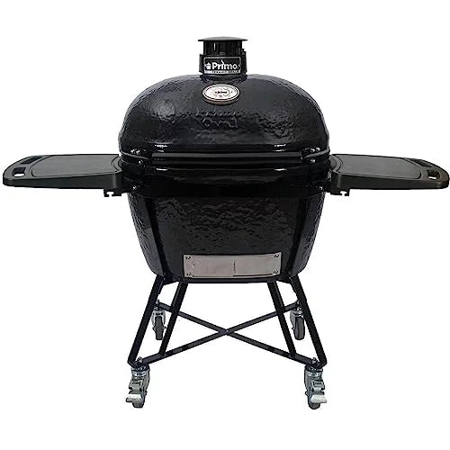 Ceramic Kamado Grill With Cradle, Side Shelves, And Stainless Steel Grates B883