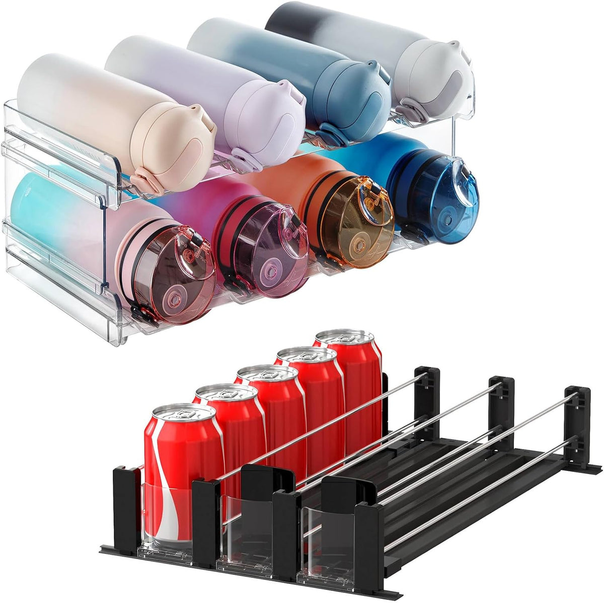 Stackable Water Bottle Organizer for Cabinet, Holds up to 15 Cans V64510