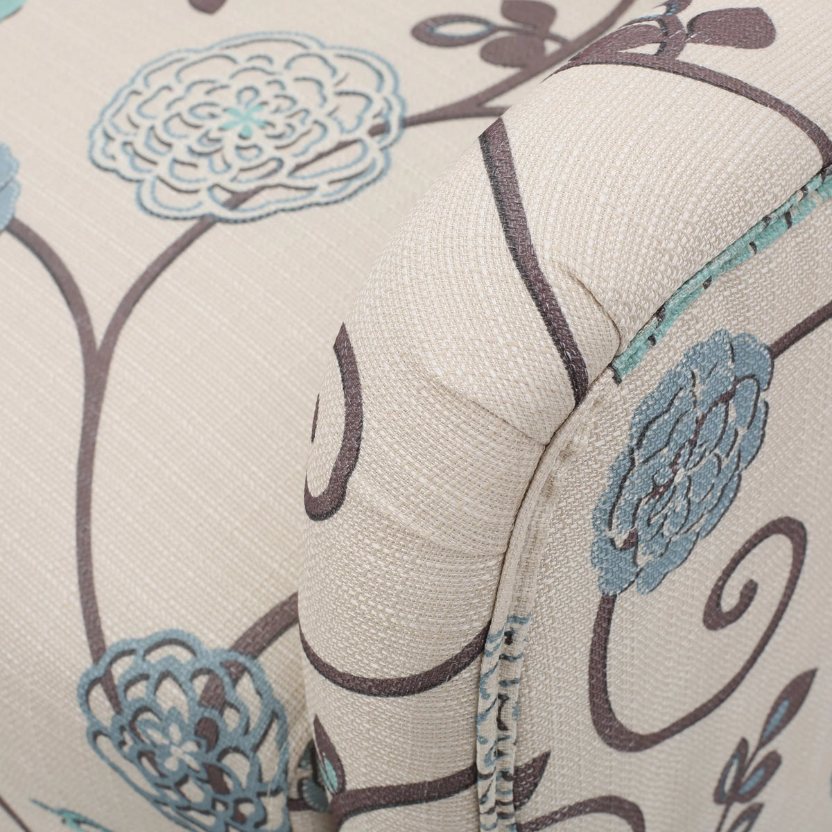 White and Blue Floral Fabric Club Chair U35916