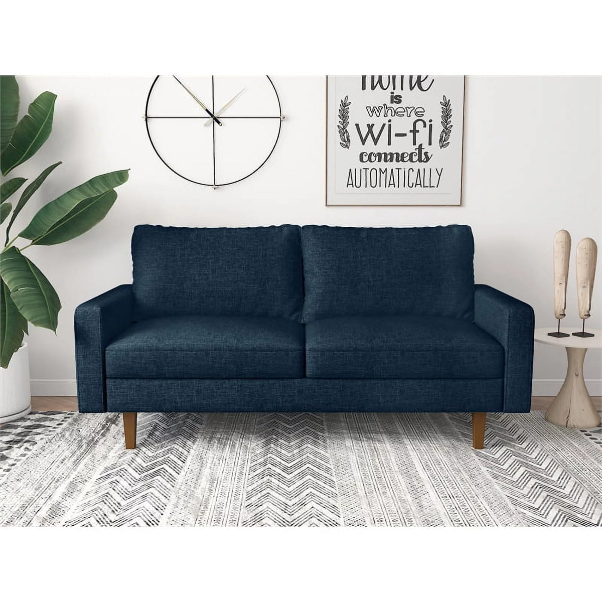 Linen Living Room Sofa in Dark Blue R174