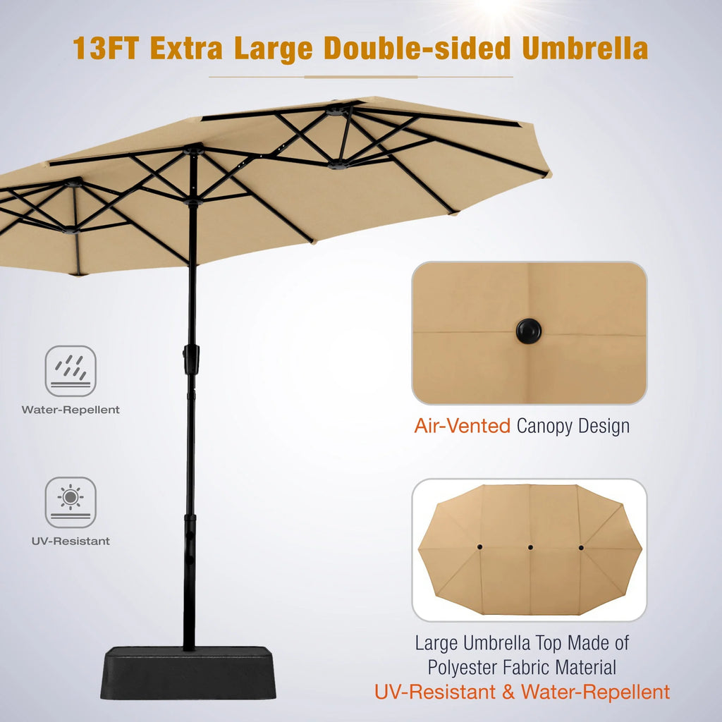 8 Pieces Outdoor Patio Dining Set with Navy Umbrella N49666