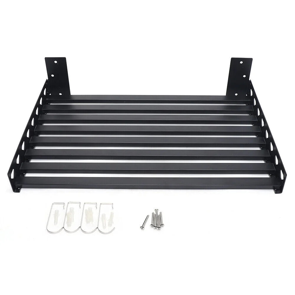 Microwave Oven Wall Mount Shelf Storage Rack with 4 Hooks B9538