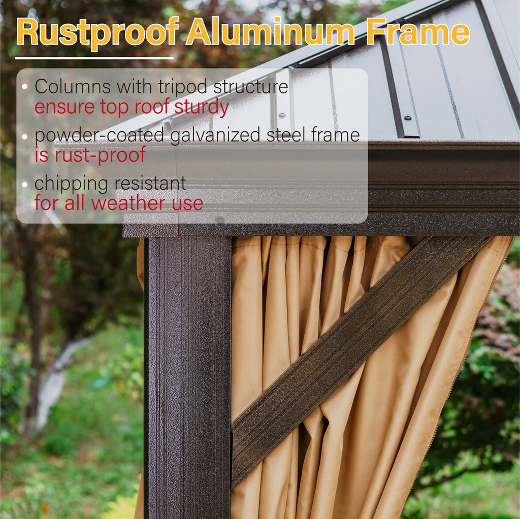 Brown Galvanized Steel Double Roof Patio Gazebo Y608