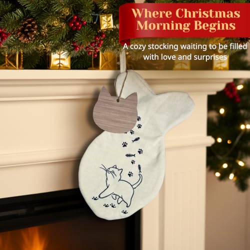 Cat Christmas Stocking with Paw Print Design F15638