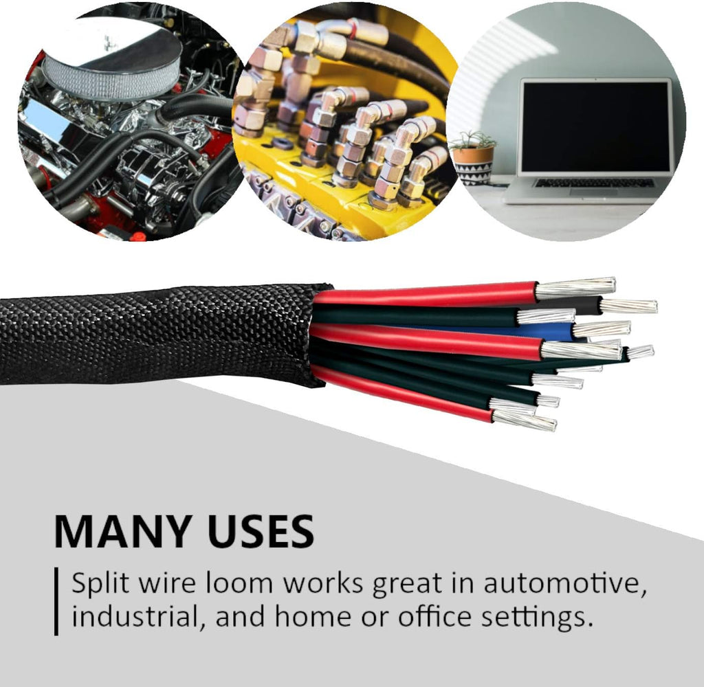 25 feet (3/4") Pack of 2 Woven Mesh Split-Sleeve Wire Loom C7741