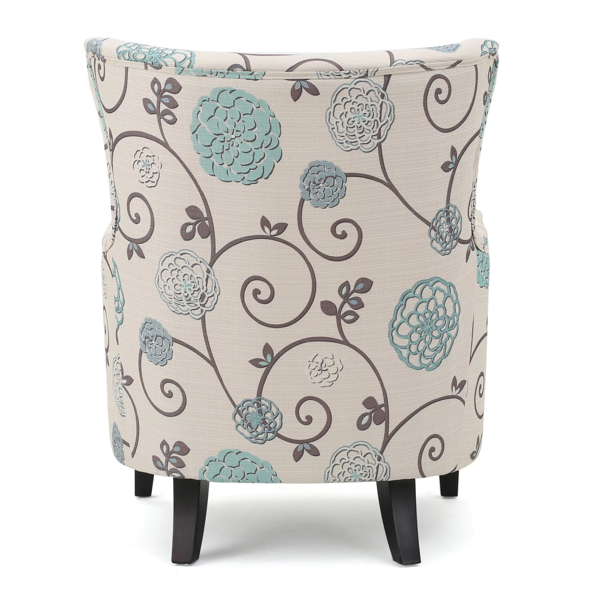 White and Blue Floral Fabric Club Chair U35916