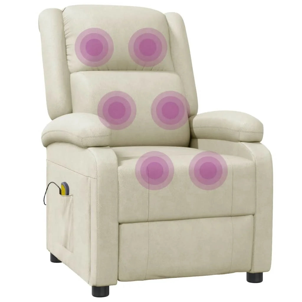 Cream White Faux Leather Massage Chair S23099