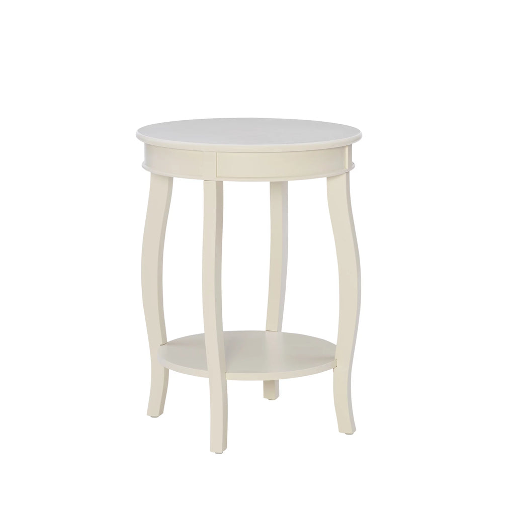 White Round Side Table with Shelf K79585
