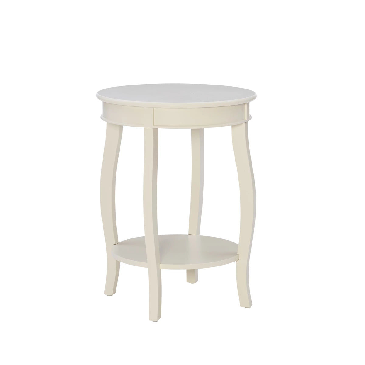 White Round Side Table with Shelf K79585