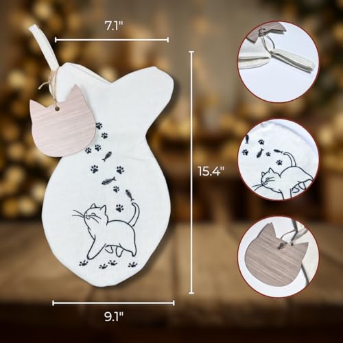 Cat Christmas Stocking with Paw Print Design F15638