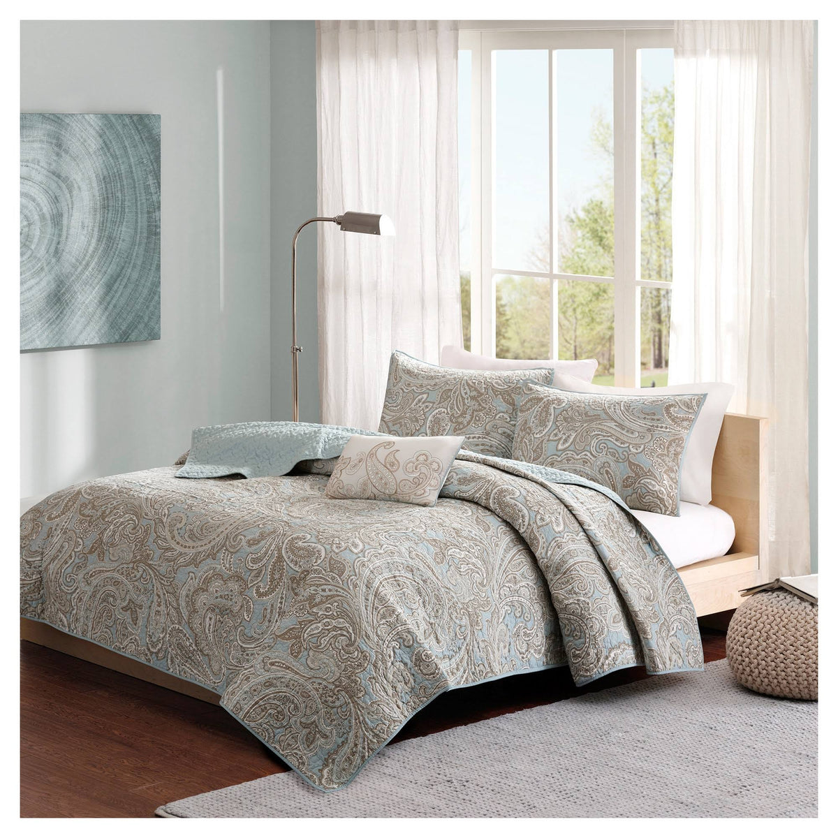 Blue King/Cal King 4 Piece Coverlet Set C147