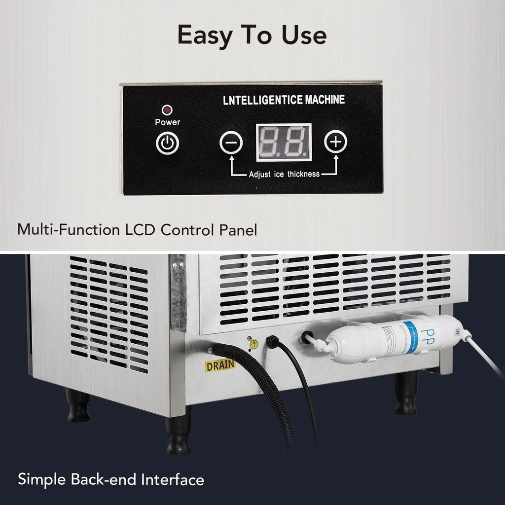 Commercial Stainless Steel Ice Maker Machine with 33lbs Ice Storage K859