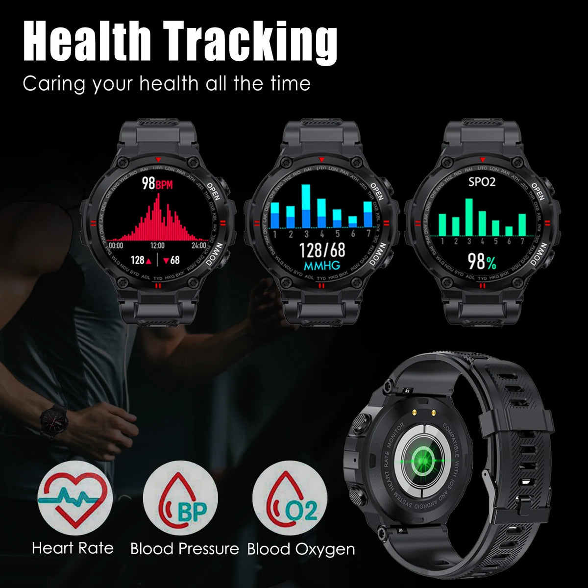 1.3'' HD Touch Screen Tactical Smartwatch V31297