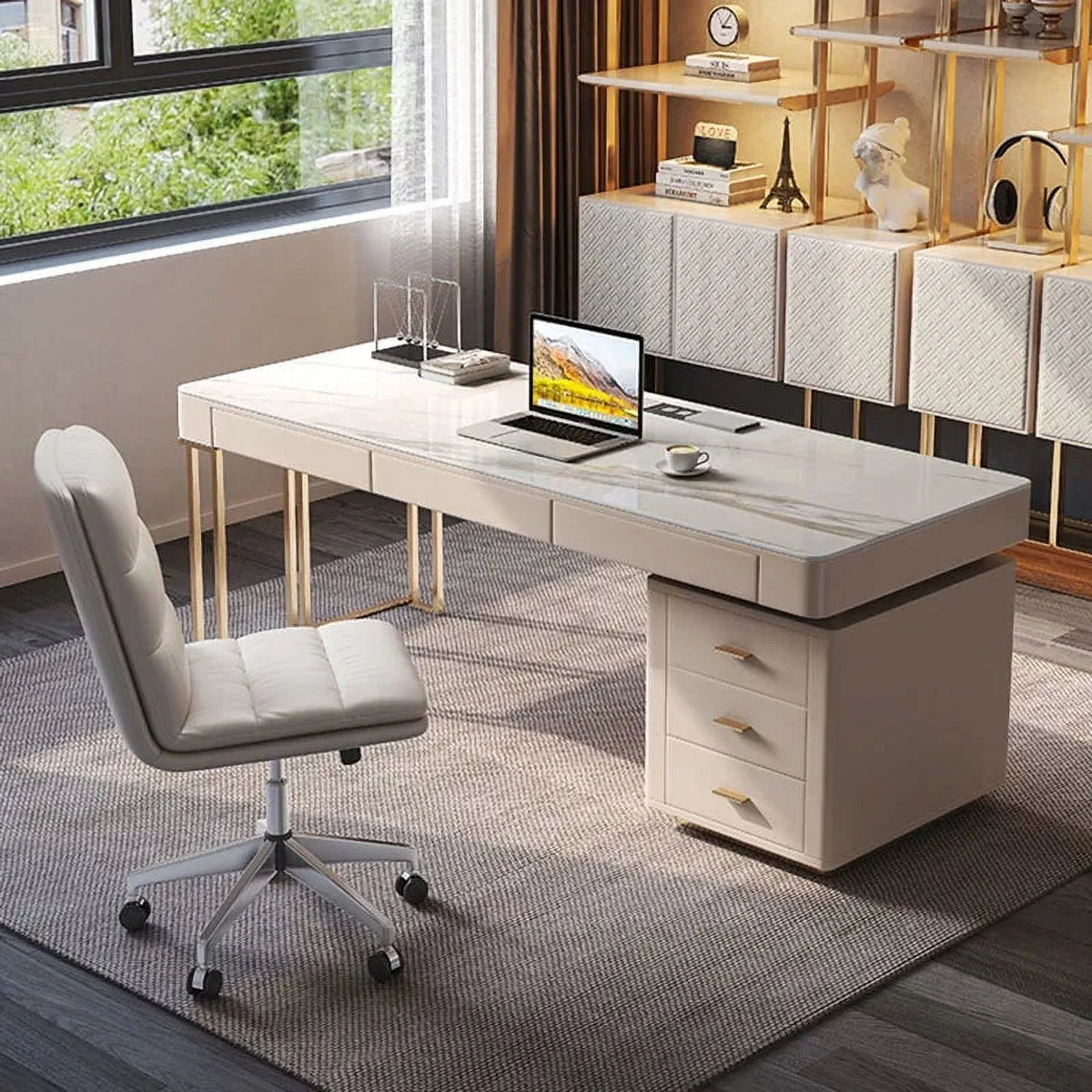 Modern Metal Computer Writing Desk with Shelf C786