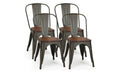 Set of 4 Metal Dining Chair Wood Seat D948407