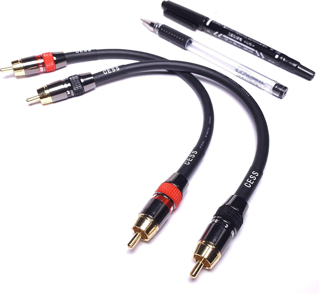 Low Noise 12 Gauge RCA Audio Patch Cable (1 Foot) Y230
