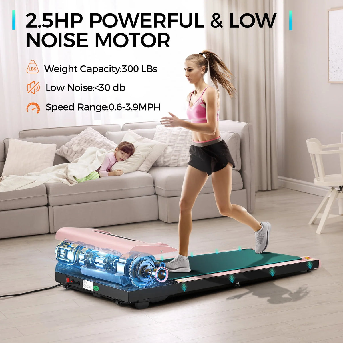 Walking Pad Treadmill 2.5HP Electric Jogging Running Machine I6009
