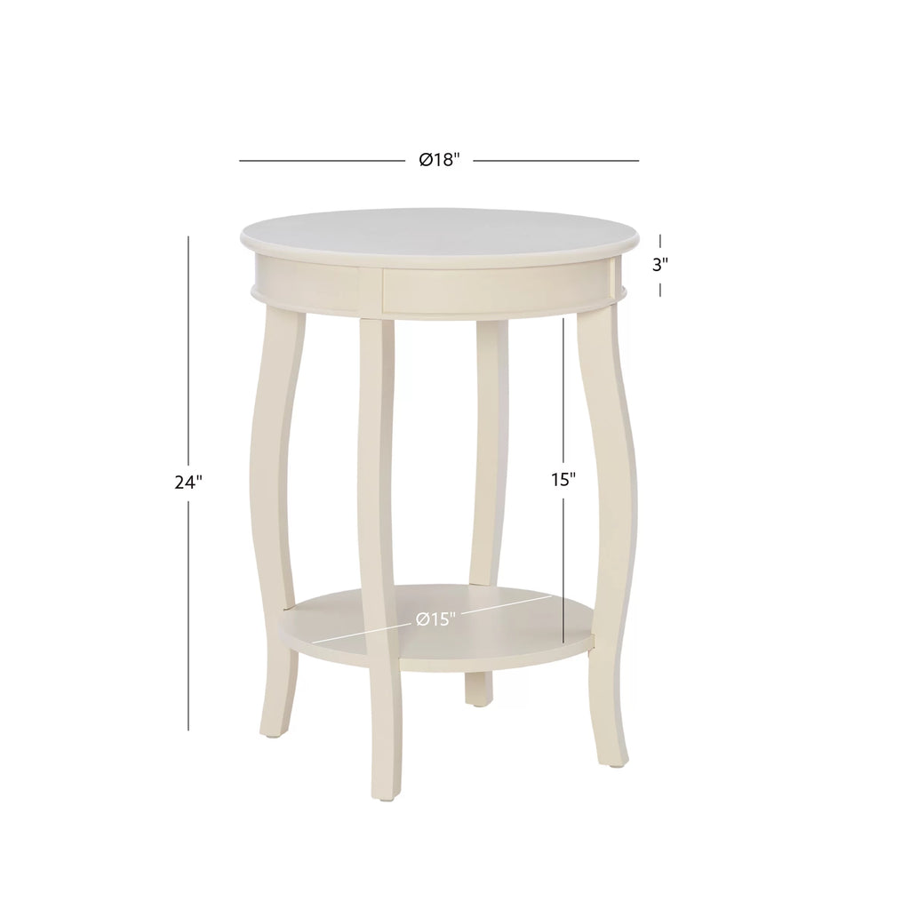 White Round Side Table with Shelf K79585