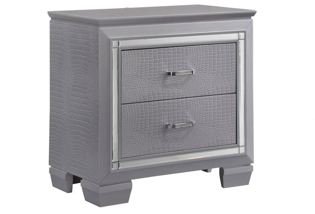 Queen Size LED Backlit Upholstered Bed Dresser Mirror Nightstand Chest Wooden Furniture Set Q75098