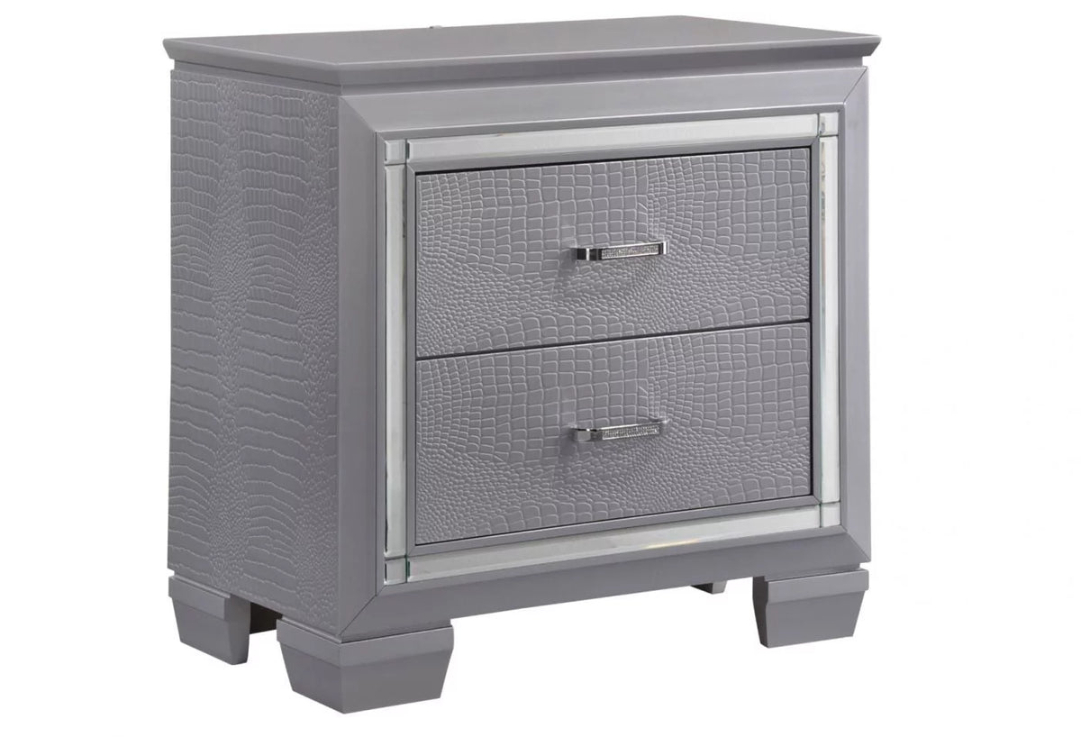 Queen Size LED Backlit Upholstered Bed Dresser Mirror Nightstand Chest Wooden Furniture Set Q75098