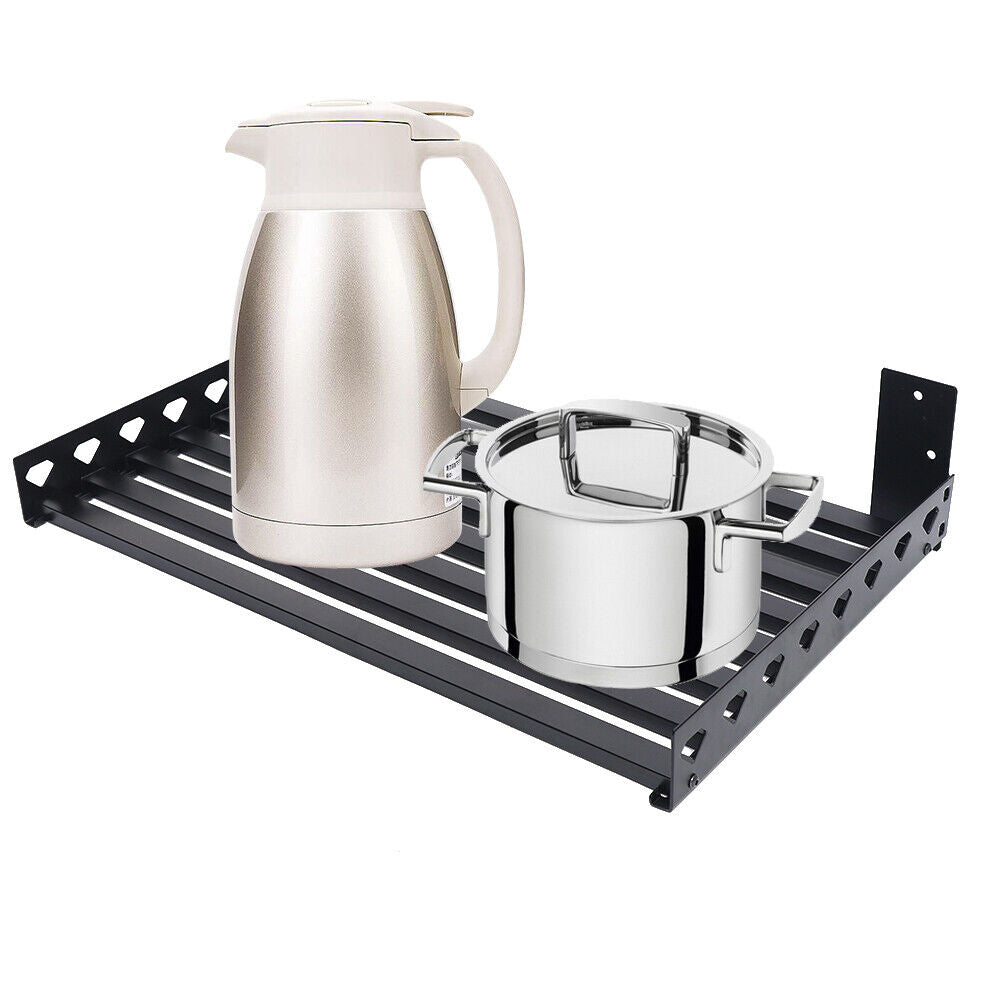 Microwave Oven Wall Mount Shelf Storage Rack with 4 Hooks B9538
