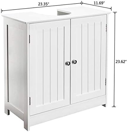 White Under Sink Storage Cabinet with 2 Doors E3891