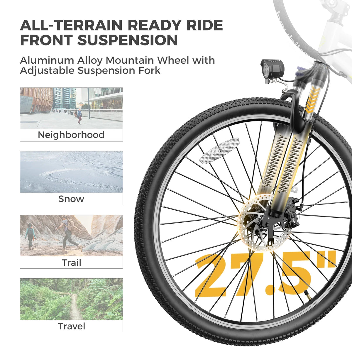 Electric Bike with 500W Motor, 48V 12.5AH Removable Battery, 27.5" 7-Speed Front Suspension M2525