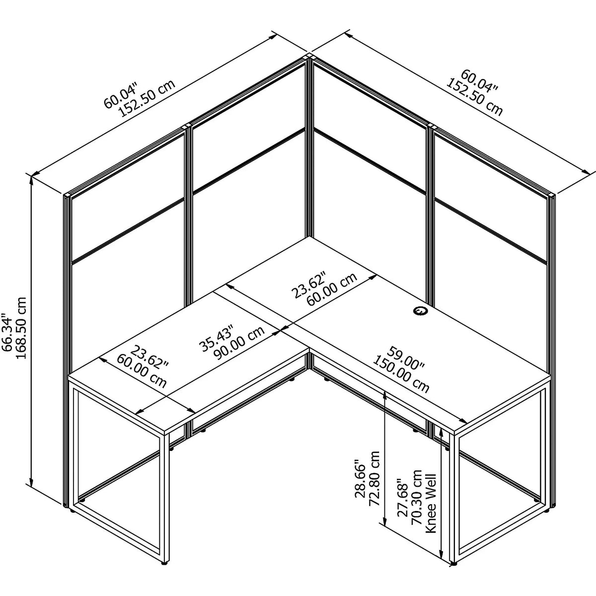 L Shaped Cubicle Desk with Panels I723