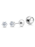 Platinum Stud Earrings 0.28 Ct Round White Topaz S96017