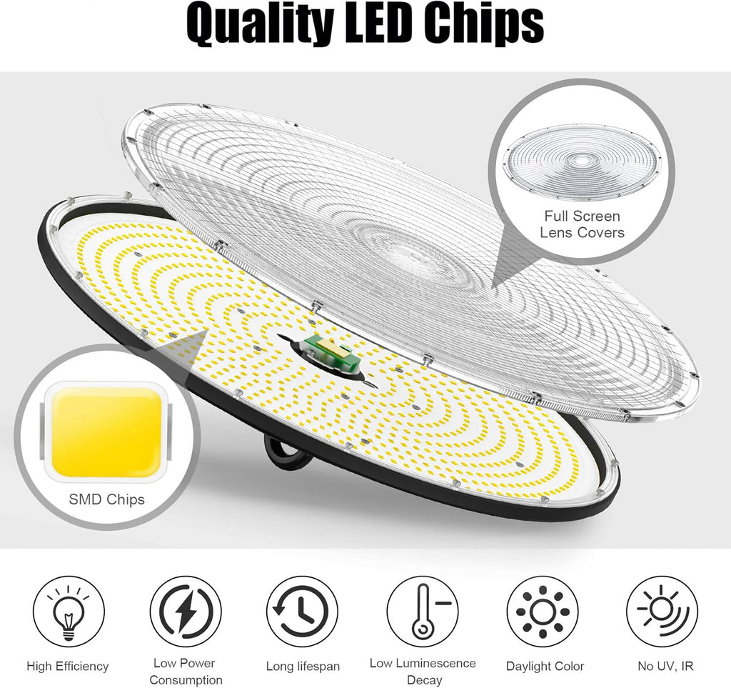 UFO LED High Bay Light with 110V Plug, 5000K Daylight D544206
