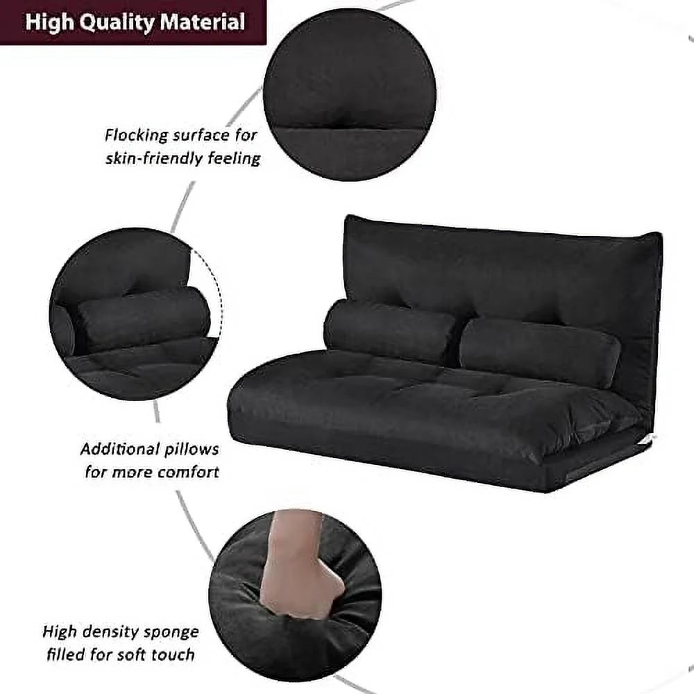Adjustable Fabric Floor Couch Sofa Bed with Two Pillows B864