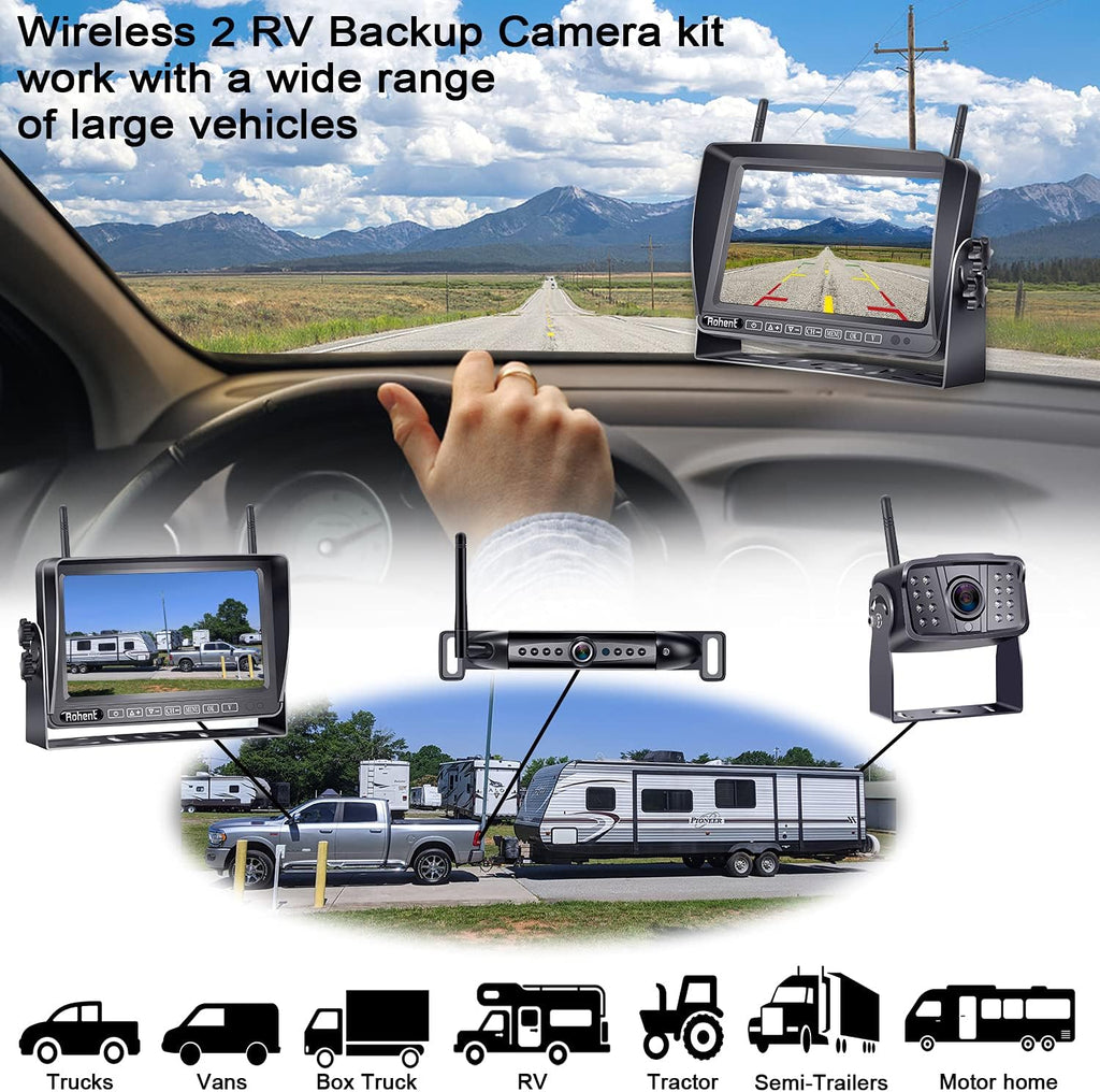 Wireless Backup Camera System with 7 Inch Monitor and 2 Cameras Z1665