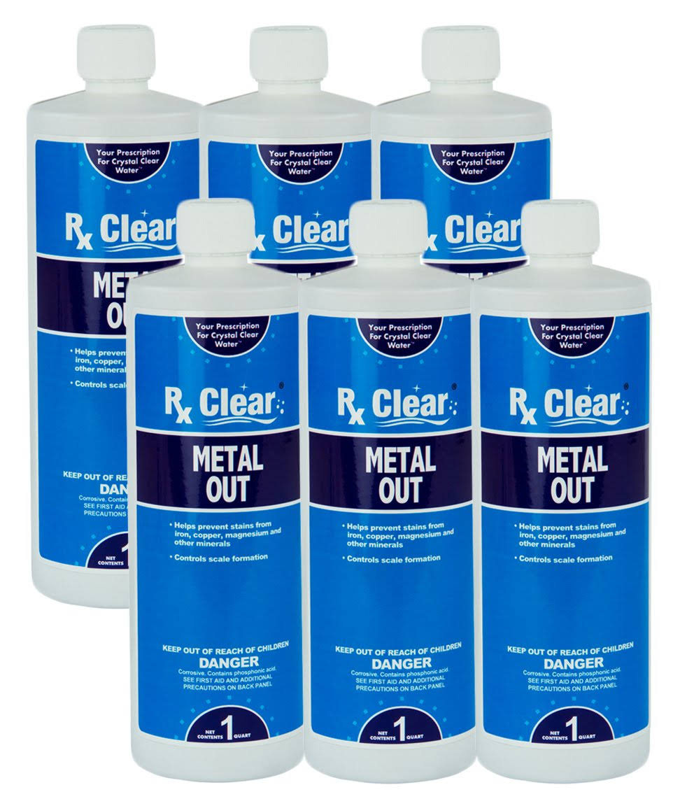 1 Quart Bottle 6 Pack Pool Spa Metal Out Chemical T4193