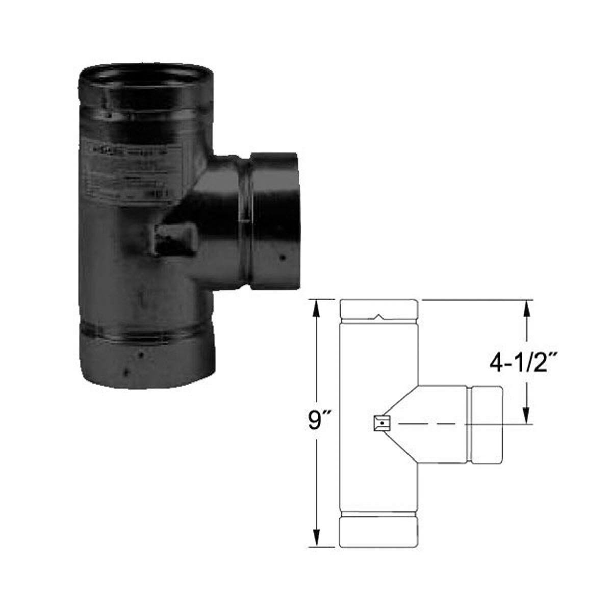 3'' Black Pellet Vent Pipe Tee with Tee Cap I98883
