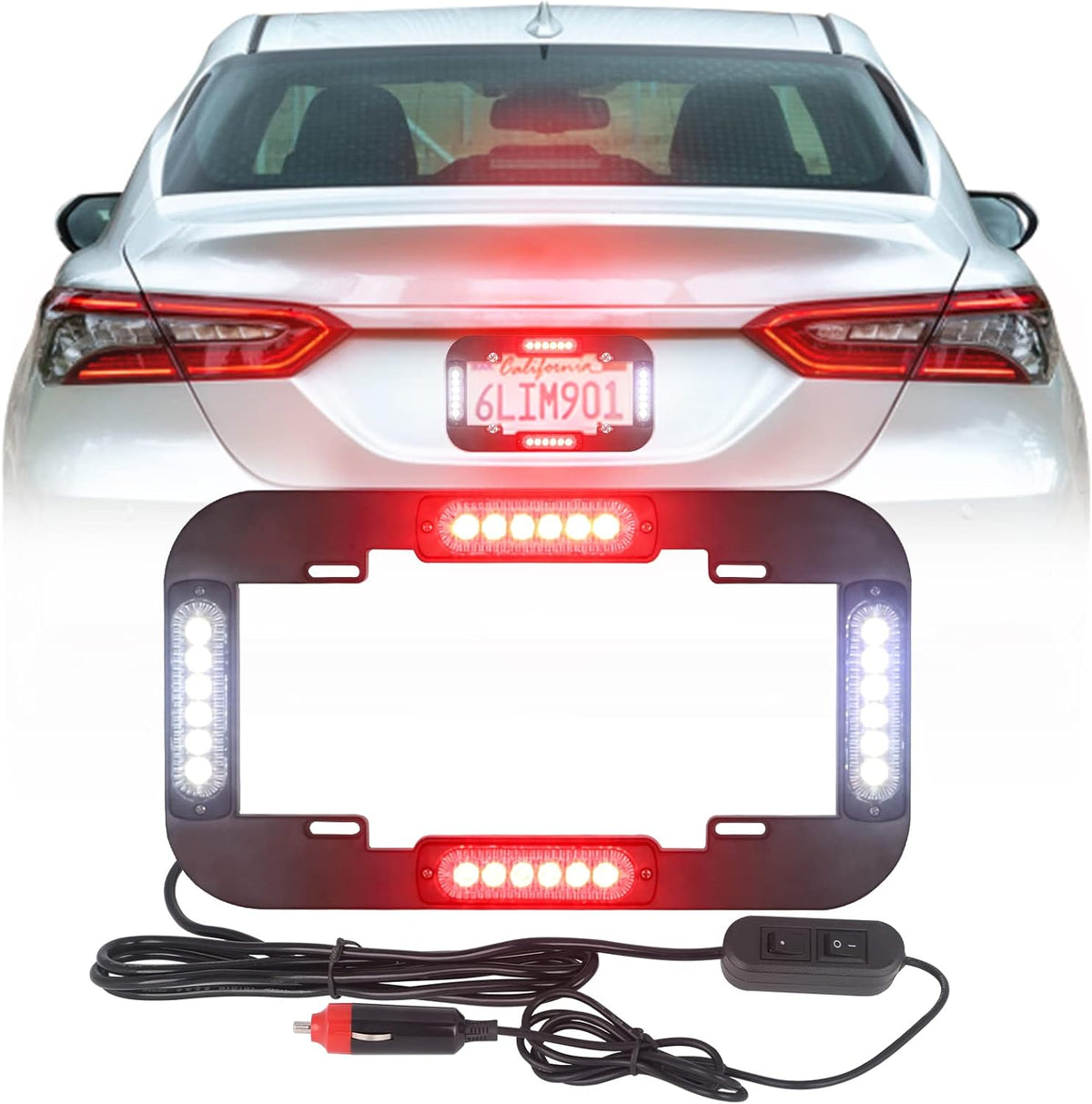 Amber and White 13.5 inch 24 LED Emergency Strobe Lights Pack of 2 A393