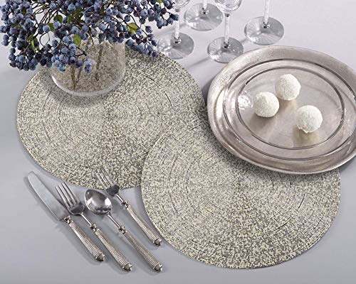 14" Gold Beaded Round Fabric Placemat Z249